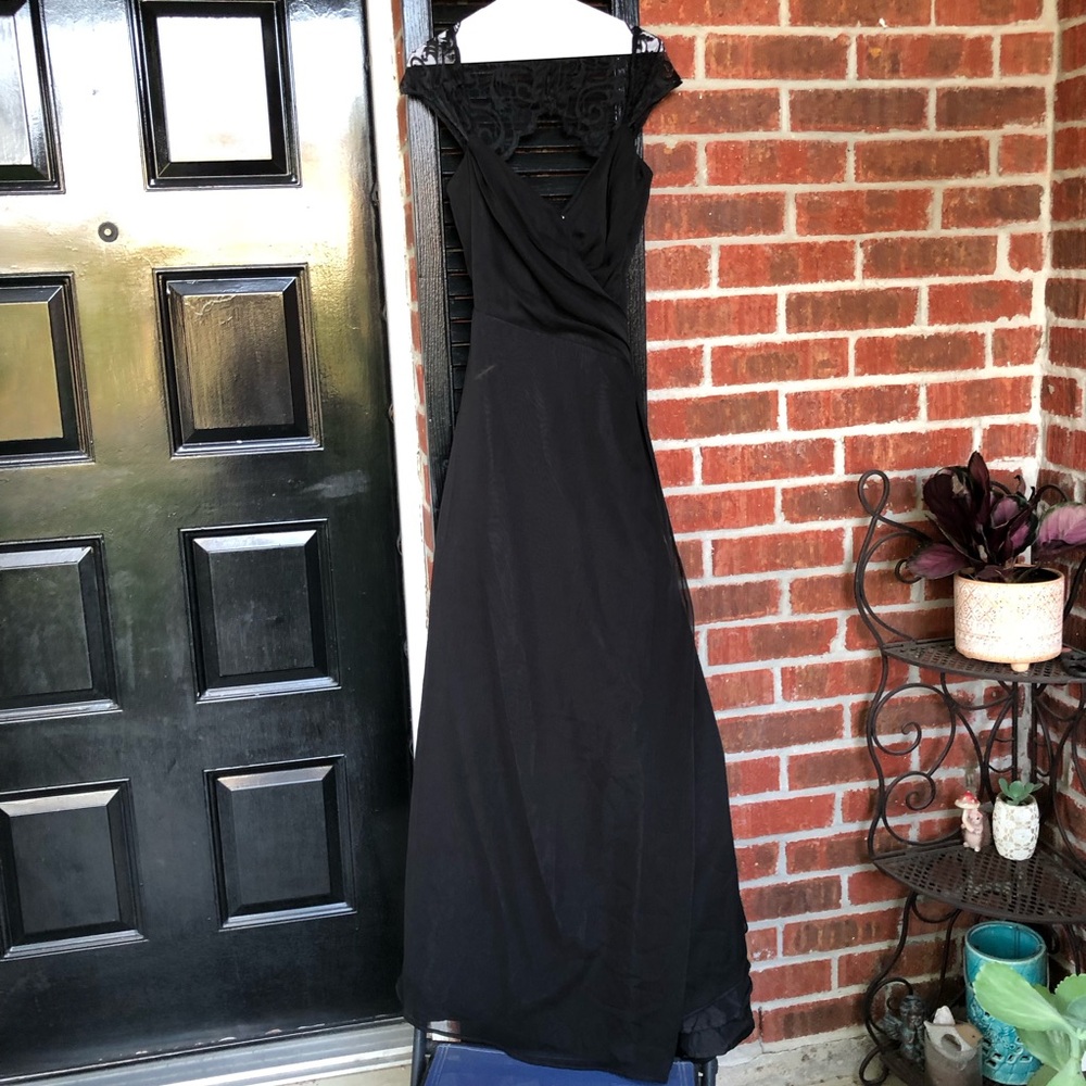Vintage Jim Hjelm Occasions Draped Wrap Chiffon Gown Black